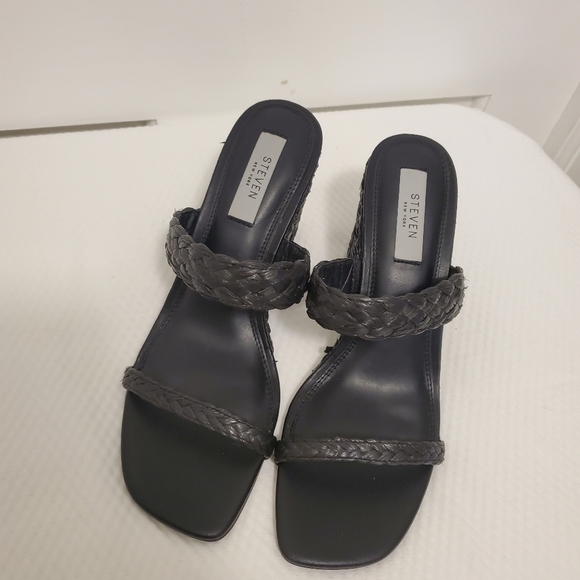 Steven New York "Ardy" Raffia Espadrille Wedge Double Strap Sandals Size 10 - Picture 6 of 14